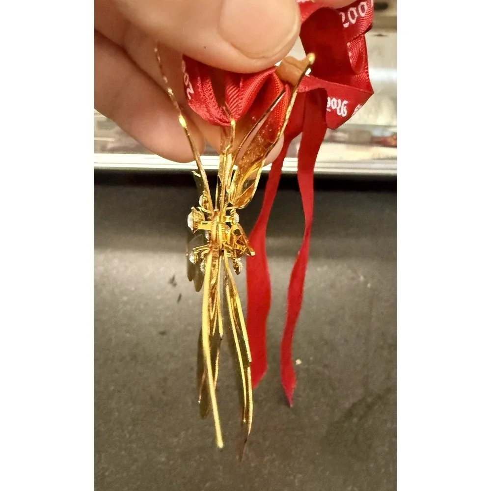 Georg Jensen 2001 Christmas Mobile POINSETTA Gold Plated Ornament